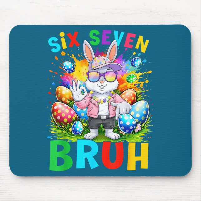 Happy Easter Six Seven Bruh Meme Bunny Rabbit Boy  Mouse Mat (Front)