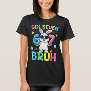Happy Easter Six Seven Bruh Meme Bunny Rabbit Boy  T-Shirt