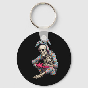 Happy Easter Skeleton Gamer Video Gaming Boys Men Key Ring