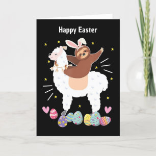 Happy Easter Sloth and llama holiday card