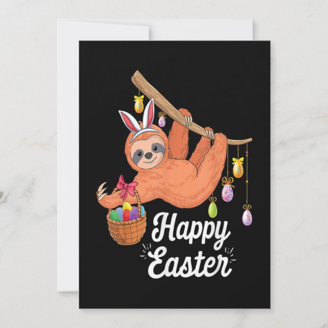  Happy Easter Sloth Flat Holiday Card (Front)
