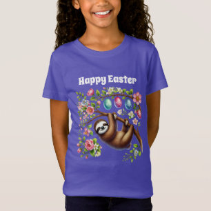 Happy Easter sloth girls customizable T-Shirt