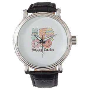 Happy Easter Smile Face Retro Hippie Bunny Rabbit  Watch