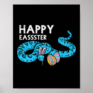 Happy Easter Snake Bunny Funny Egg Hunt Animal Men Poster