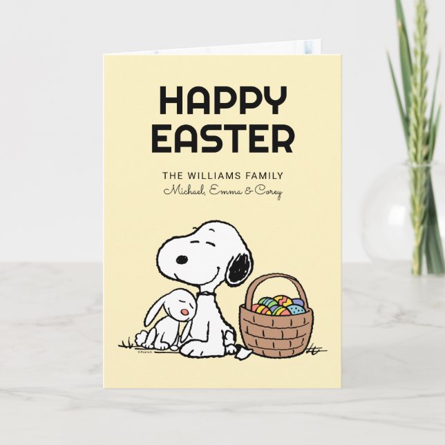 Happy Easter | Snoopy & The Easter Bunny Holiday Card (Front)