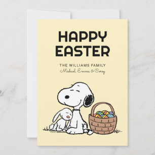 Happy Easter   Snoopy & The Easter Bunny Holiday Card