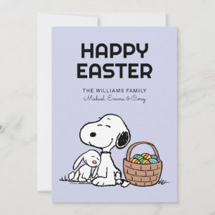 Happy Easter   Snoopy & The Easter Bunny Holiday Card