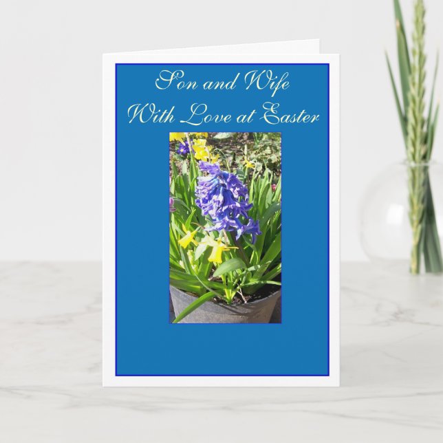 Happy Easter Son And Daughter-In-Law Card Hyacinth (Front)