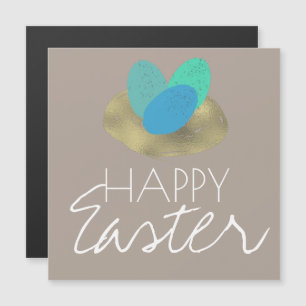 Happy Easter Speckled Easter Egg Gold Nest