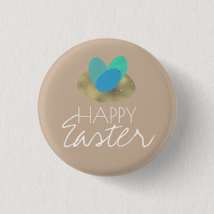 Happy Easter Speckled Egg Easter Nest Party 3 Cm Round Badge