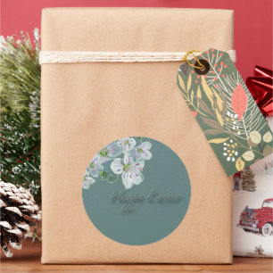 Happy Easter Spring Beauty Wildflower Classic Roun Round Sticker