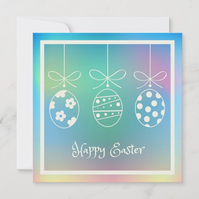 Happy Easter Spring Cute Bunny Easter Eggs Hunt Holiday Card (Front)