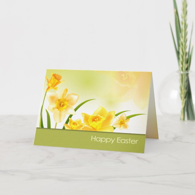 Happy Easter. Spring Daffodils Easter  Holiday Card (Front)
