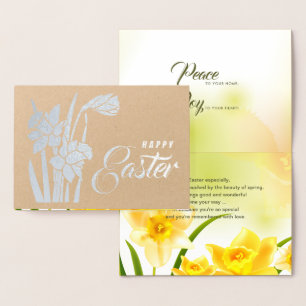 Happy Easter. Spring Daffodils Foil Card