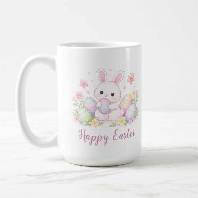 Happy Easter Spring Design - Cute Easter Bunny  Coffee Mug (Left)