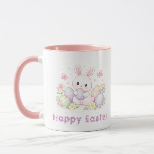 Happy Easter Spring Design - Cute Easter Bunny Mug (Left)