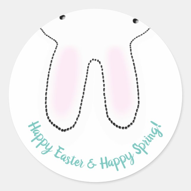 Happy Easter Spring Easter Bunny custom cute funny Classic Round Sticker (Front)