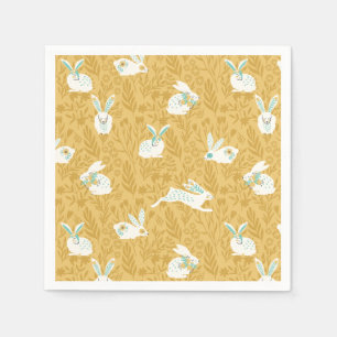 Happy Easter   Spring Floral Bunnies Napkin