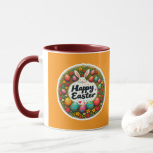 Happy Easter – Spring Floral Circle caneca Mug