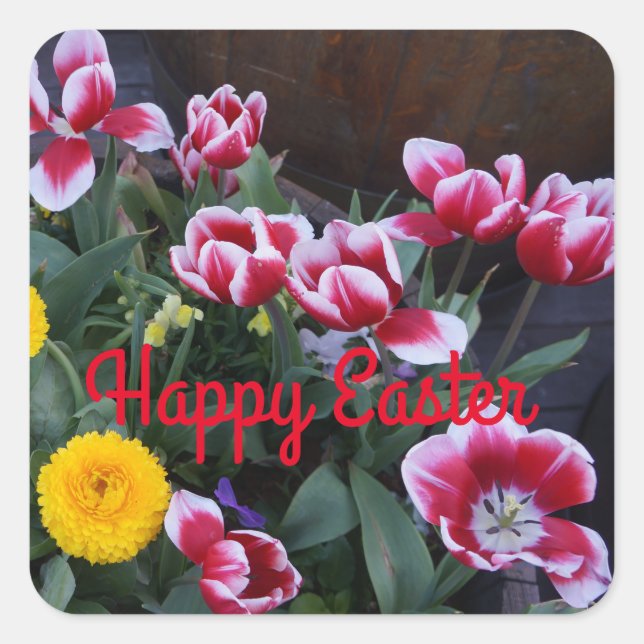 Happy Easter Spring Flowers #4 Stickers (Front)