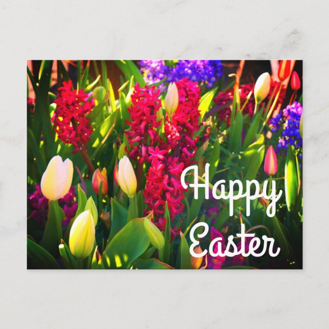 Happy Easter Spring Flowers #5 Postcard (Front)