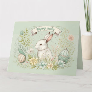 Happy Easter spring flowers illustration Card