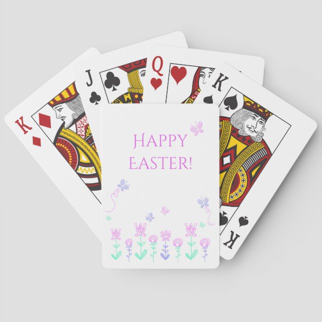 Happy Easter Spring Garden Playing Cards (Back)