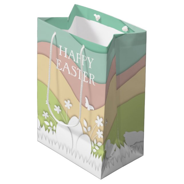 Happy Easter, spring nature easter holiday Medium Gift Bag (Front Angled)