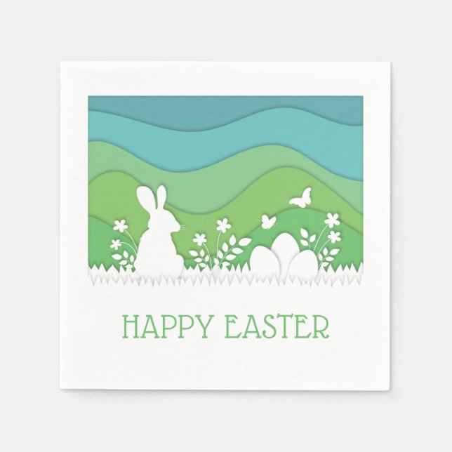 Happy Easter, spring nature landscape holiday Napkin (Front)