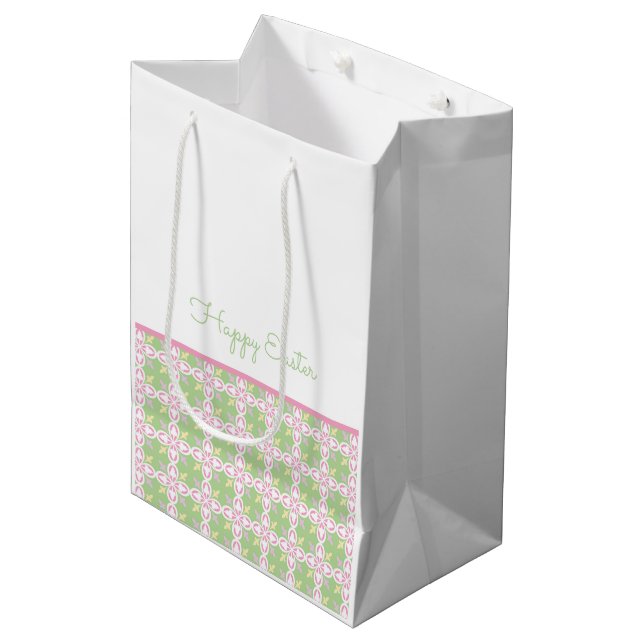 Happy Easter Spring Pattern Pastel Colours Chic Fu Medium Gift Bag (Front Angled)
