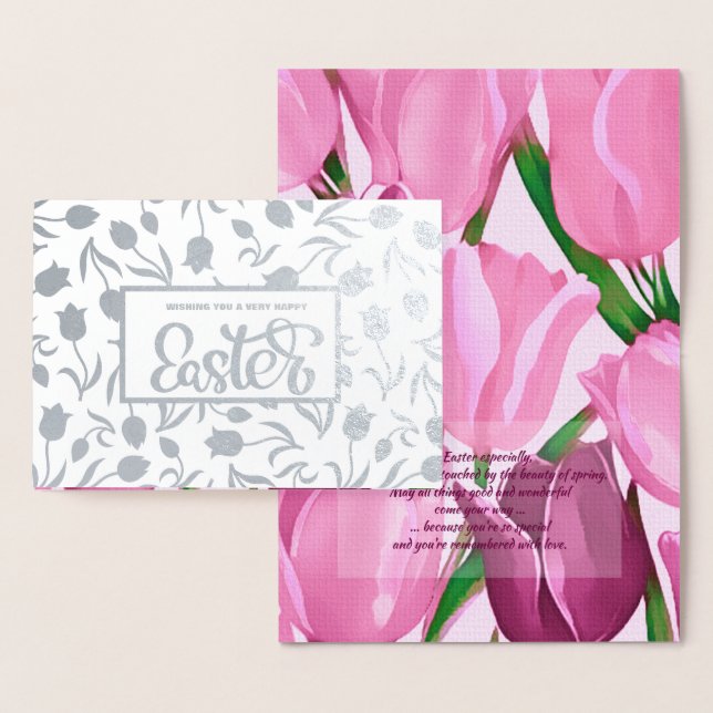 Happy Easter. Spring Tulips Painting Foil Card (Display)