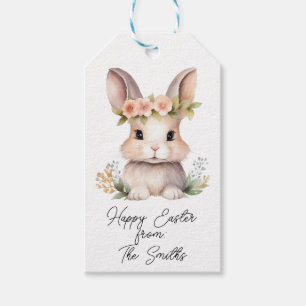 Happy Easter Spring Watercolor Bunny Gift Tags
