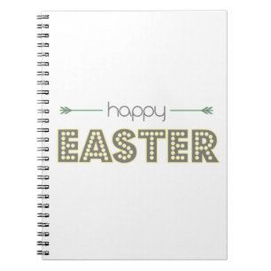 happy easter spring yellow mint green simple notebook
