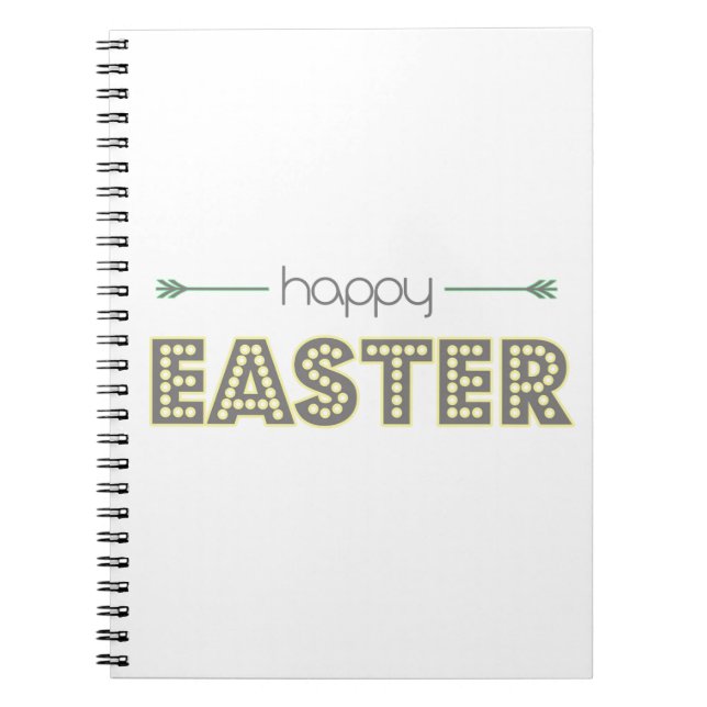 happy easter spring yellow mint green simple notebook (Front)