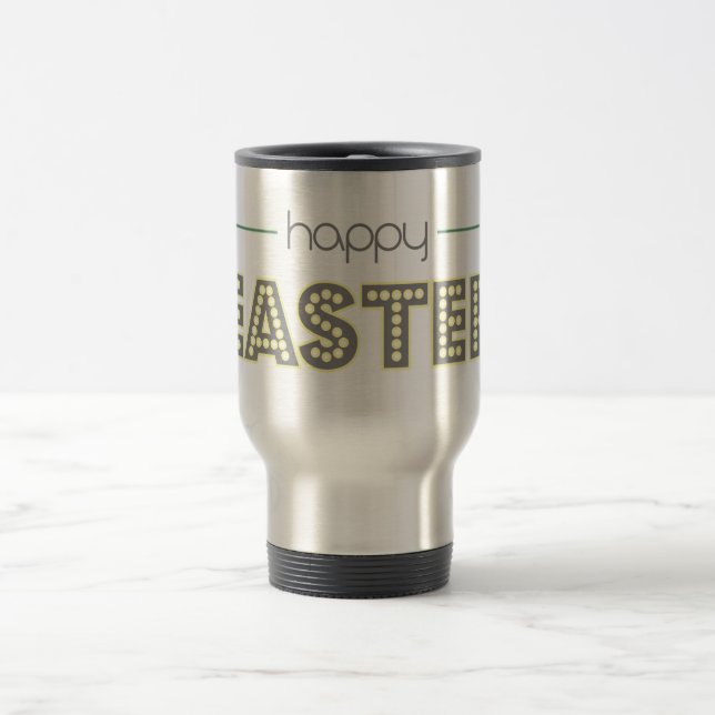 happy easter spring yellow mint green simple travel mug (Center)