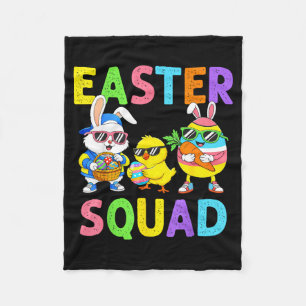 Happy easter squad bunny egg hunt for kids boy gir fleece blanket