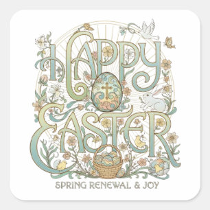 HAPPY EASTER SQUARE STICKER