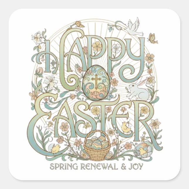 HAPPY EASTER SQUARE STICKER (Front)
