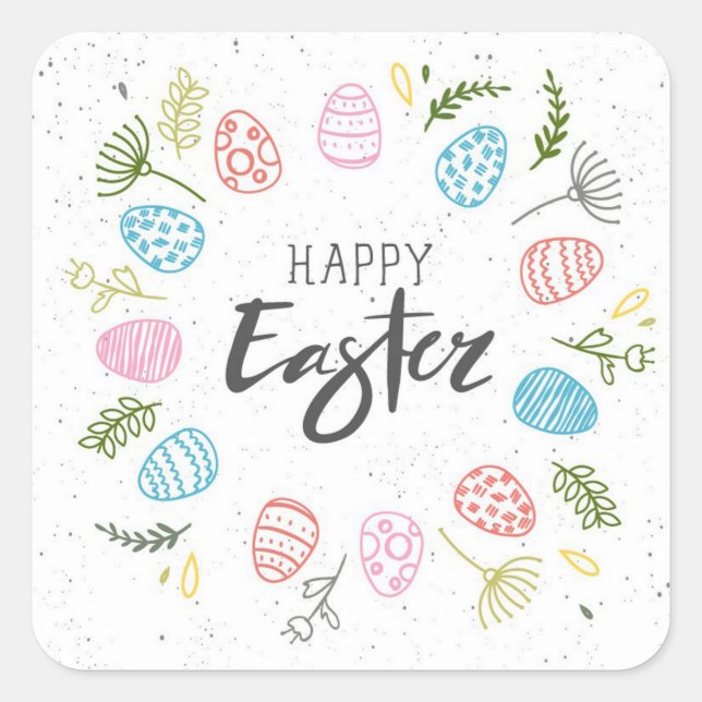 Happy Easter Square Sticker (Front)