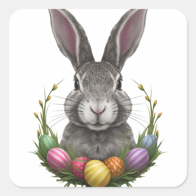 Happy Easter Square Sticker (Front)