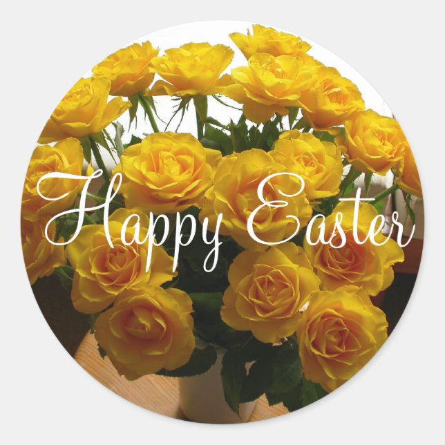 Happy Easter Sticker Yellow Rose (Front)