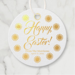 Happy Easter sun border custom script cheerful fun Favour Tags