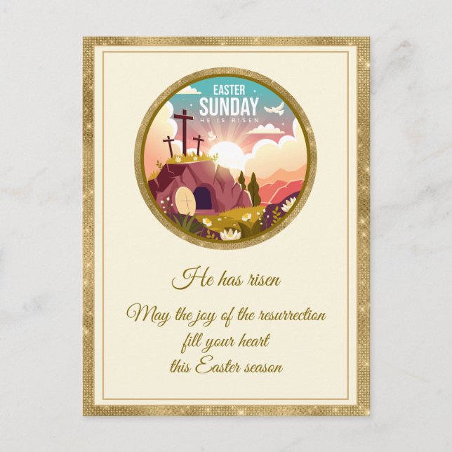 Happy Easter Sunday Blessings | He Has Risen Postcard (Front)
