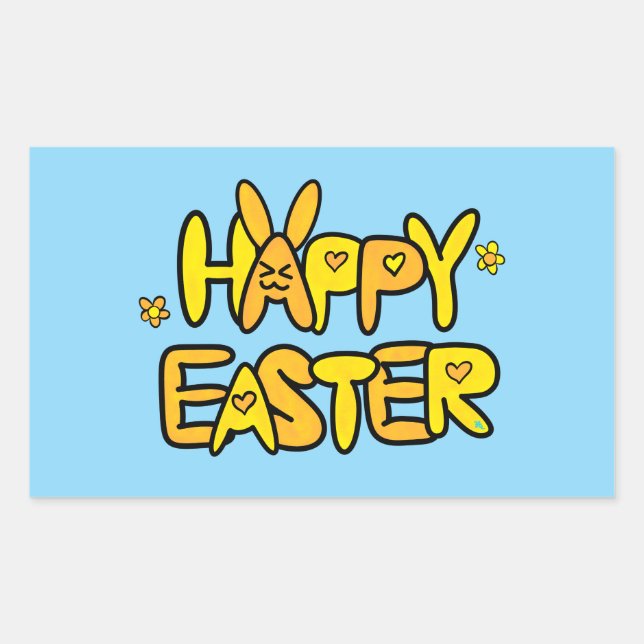 Happy Easter Sunny Springtime Rectangular Sticker (Front)