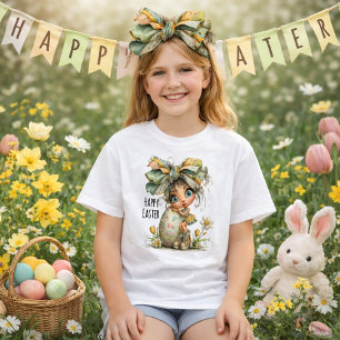 Happy Easter – Sweet Springtime Bow Tee for Kids