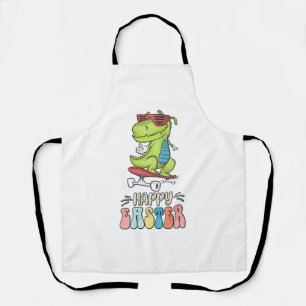 Happy Easter T Rex Dinosaur Bunny Rabbit Eggs Apron