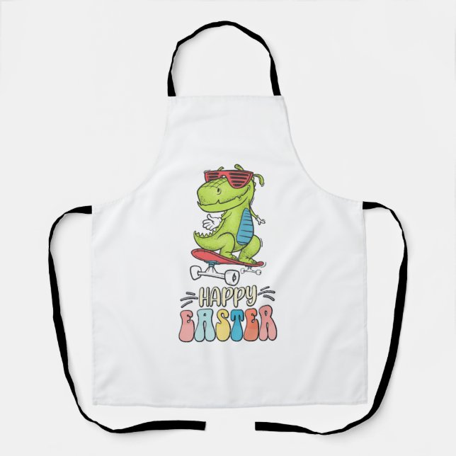 Happy Easter T Rex Dinosaur Bunny Rabbit Eggs Apron (Front)