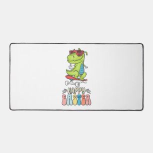 Happy Easter T Rex Dinosaur Bunny Rabbit Eggs Desk Mat