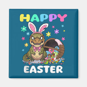 Happy easter t rex dinosaur candy bow easter bunny magnet