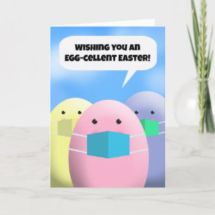 Happy Easter Talking Eggs in Coronavirus Masks Holiday Card